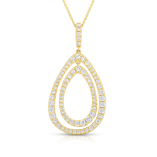 1 ct. tw. Diamond Double Teardrop Pendant in 14K Yellow Gold