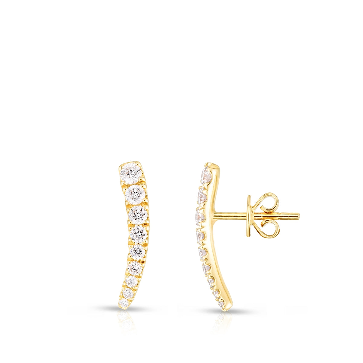 3/4 ct. tw. Diamond Graduated Curved Bar Ear Climbers in 14K Yellow Gold