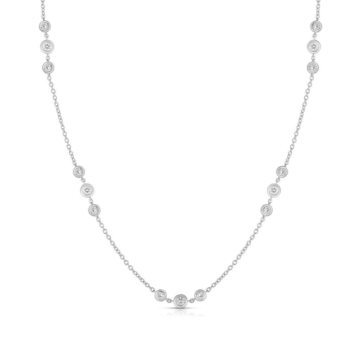 1-3/8 ct. tw. Diamond Bezel Set Station Necklace in 14K White Gold