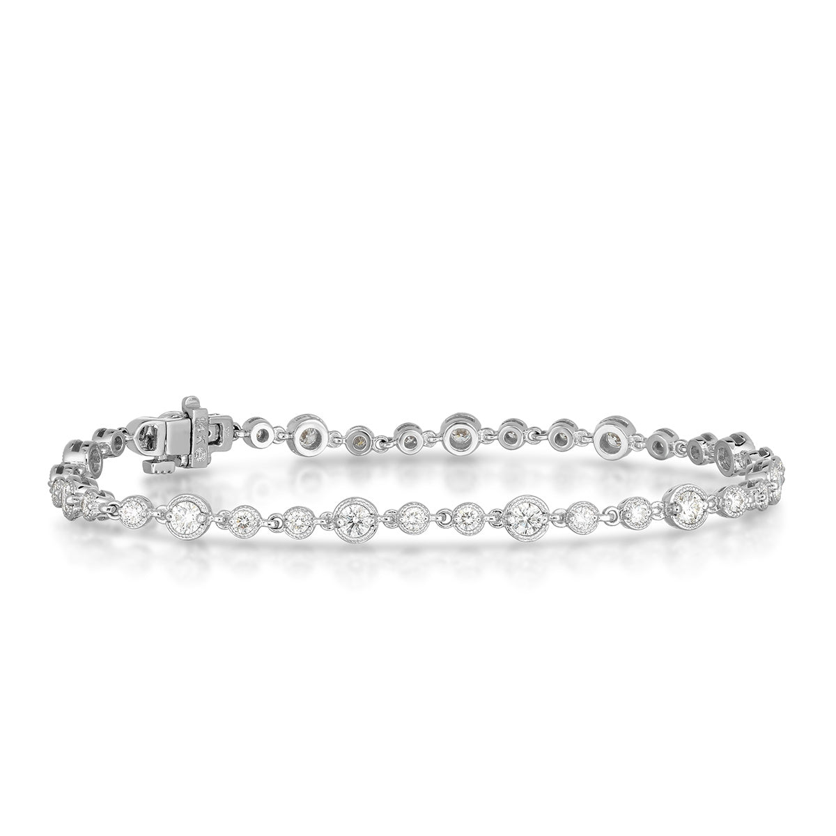 2 ct. tw. Diamond Bezel Set Milgrain Bracelet in 14K White Gold
