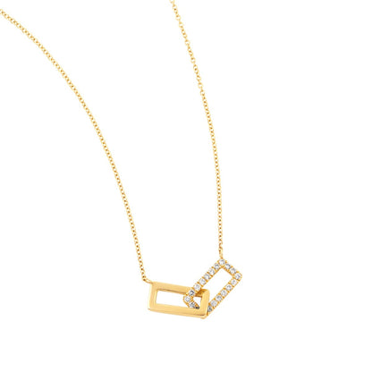 1/6 ct. tw. Diamond Linked Rectangle Necklace in 14K Yellow Gold front view