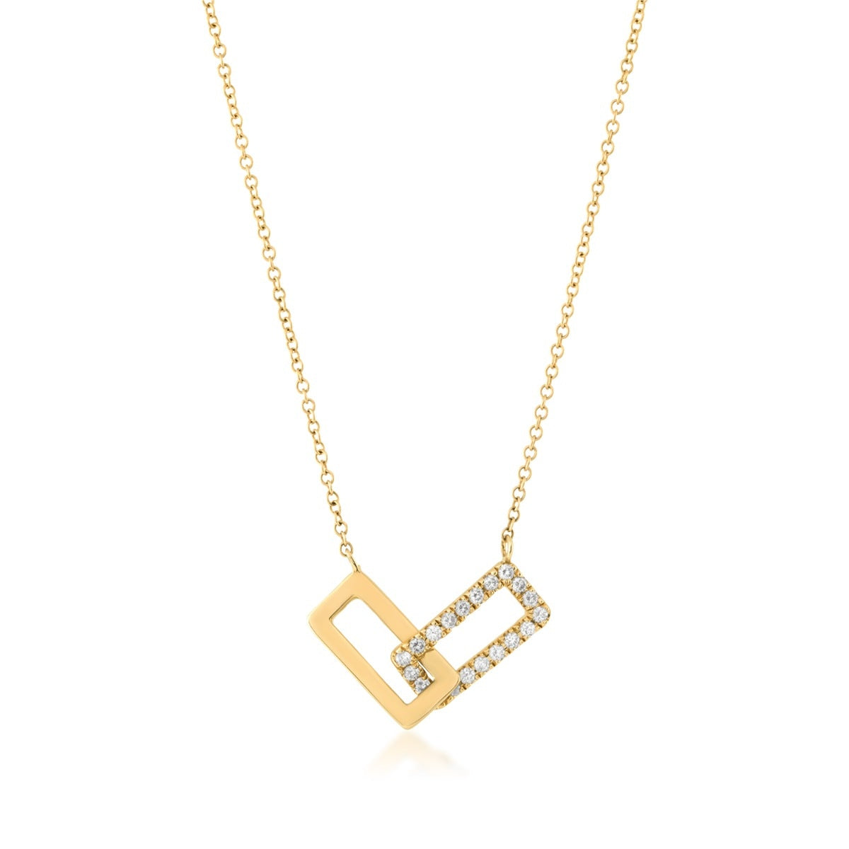 1/6 ct. tw. Diamond Linked Rectangle Necklace in 14K Yellow Gold