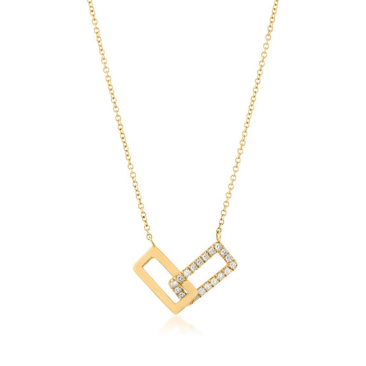 1/6 ct. tw. Diamond Linked Rectangle Necklace in 14K Yellow Gold