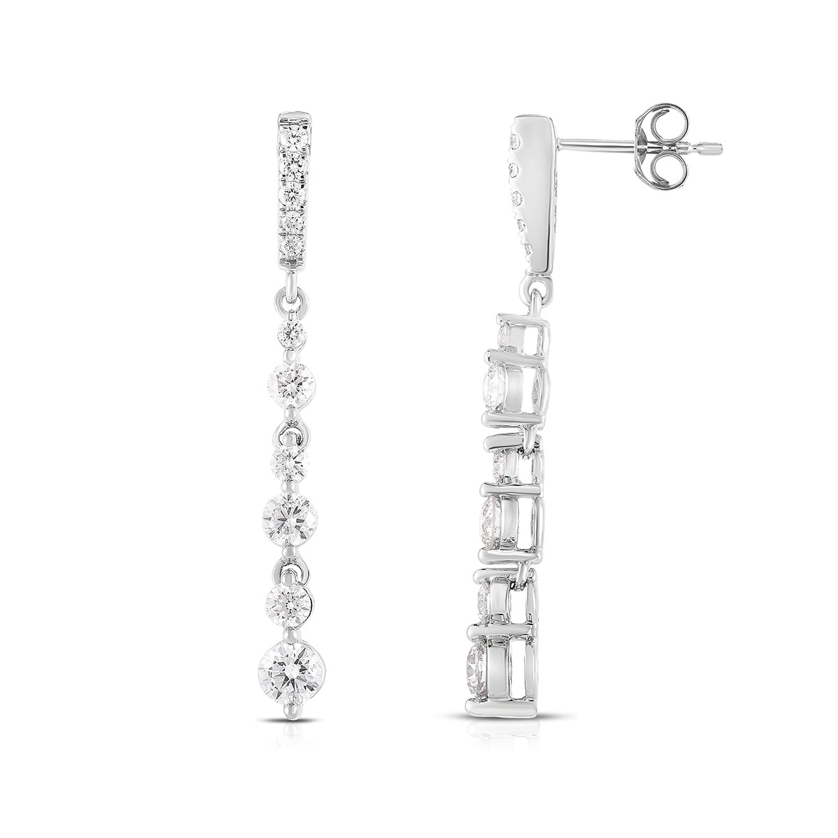 1-1/2 ct. tw. Diamond Line Dangle Earrings in 14K White Gold