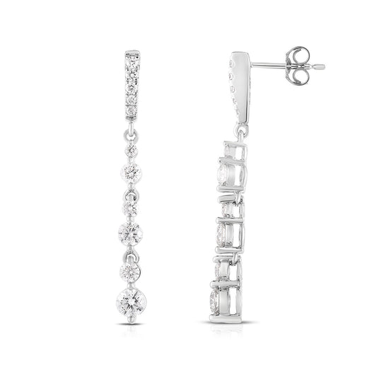 1-1/2 ct. tw. Diamond Line Dangle Earrings in 14K White Gold