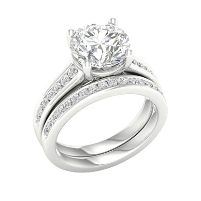 Adamante 3-1/2 ct. tw. Lab-Grown Round Diamond Wedding Set in 14K White Gold front view