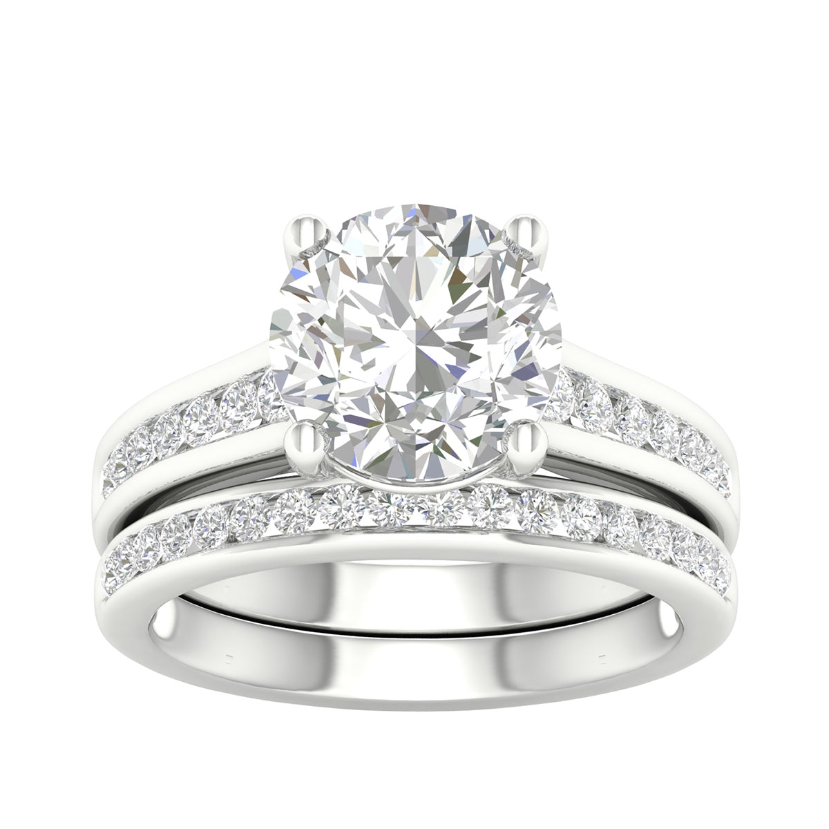 Adamante 3-1/2 ct. tw. Lab-Grown Round Diamond Wedding Set in 14K White Gold