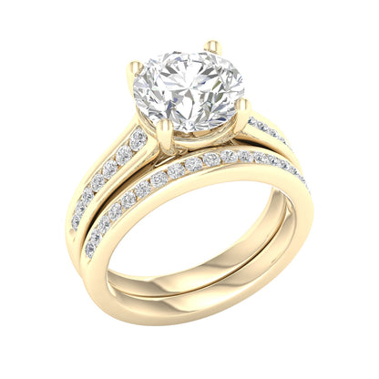 Adamante 3-1/2 ct. tw. Lab-Grown Round Brilliant Diamond Wedding Set in 14K Yellow Gold front view