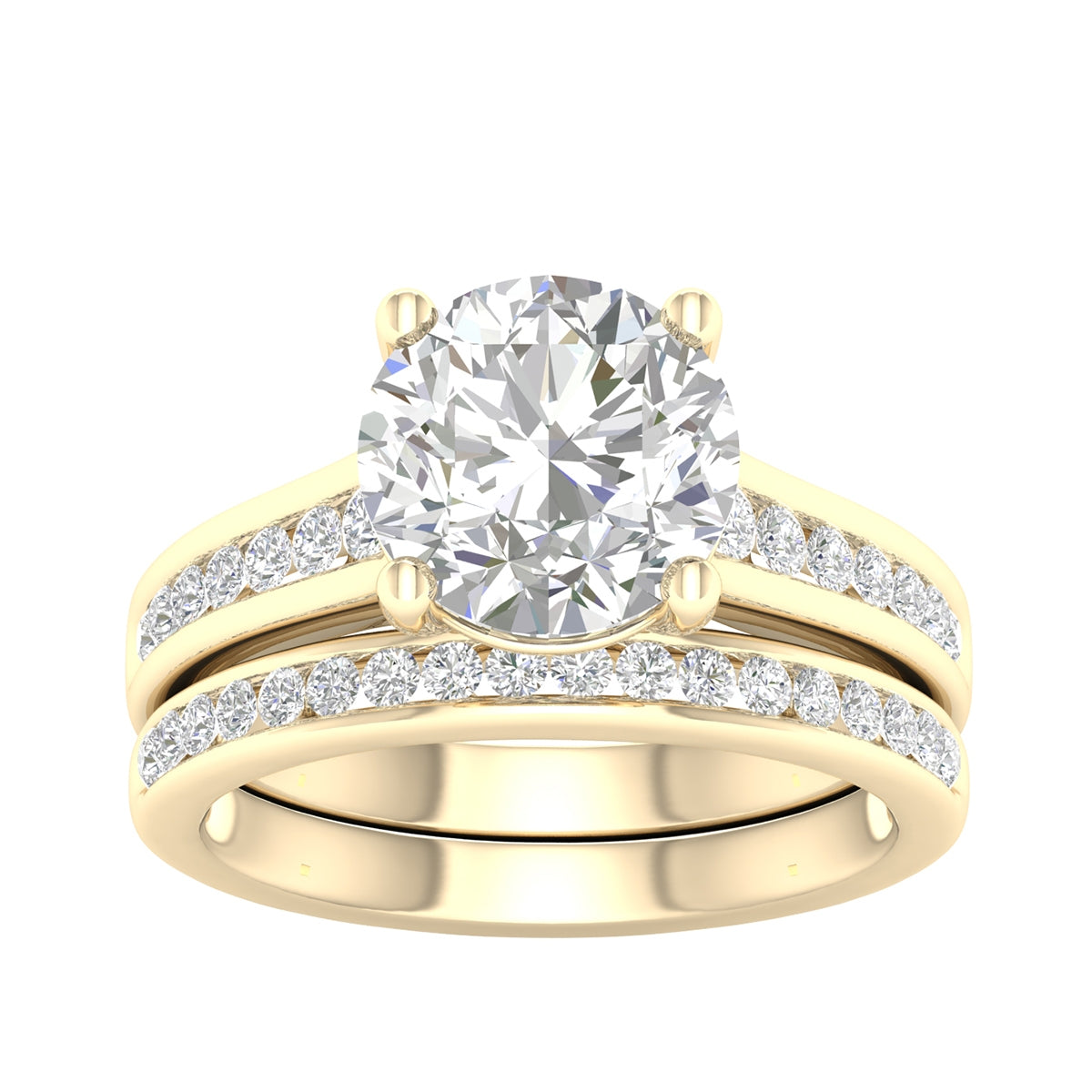 Adamante 3-1/2 ct. tw. Lab-Grown Round Brilliant Diamond Wedding Set in 14K Yellow Gold