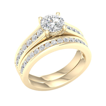 Adamante 2 ct. tw. Lab-Grown Round Brilliant Diamond Wedding Set in 14K Yellow Gold front view (2)