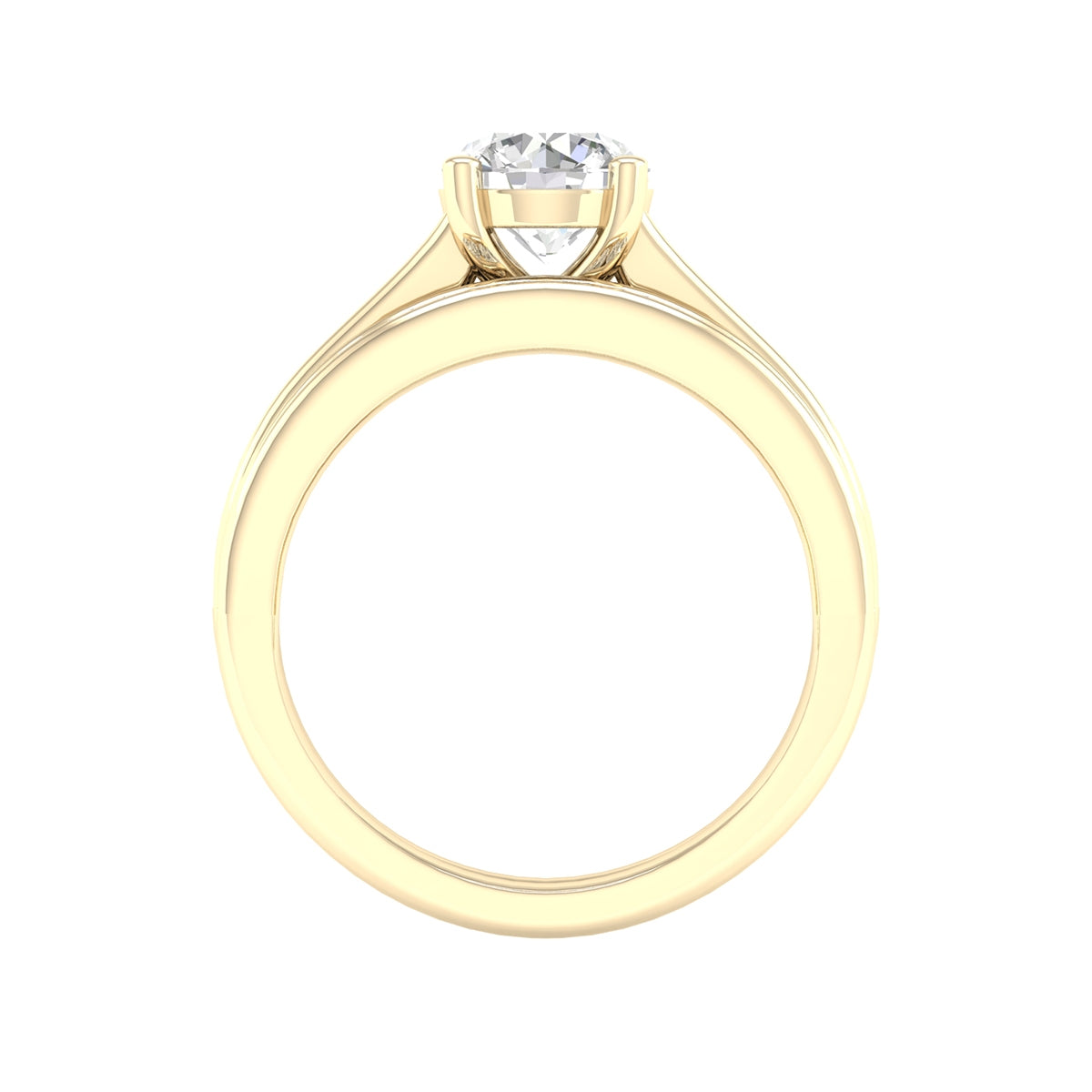 Adamante 2 ct. tw. Lab-Grown Round Brilliant Diamond Wedding Set in 14K Yellow Gold close-up detail
