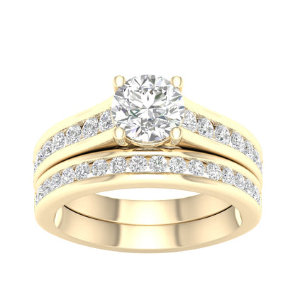 Adamante 2 ct. tw. Lab-Grown Round Brilliant Diamond Wedding Set in 14K Yellow Gold (2)