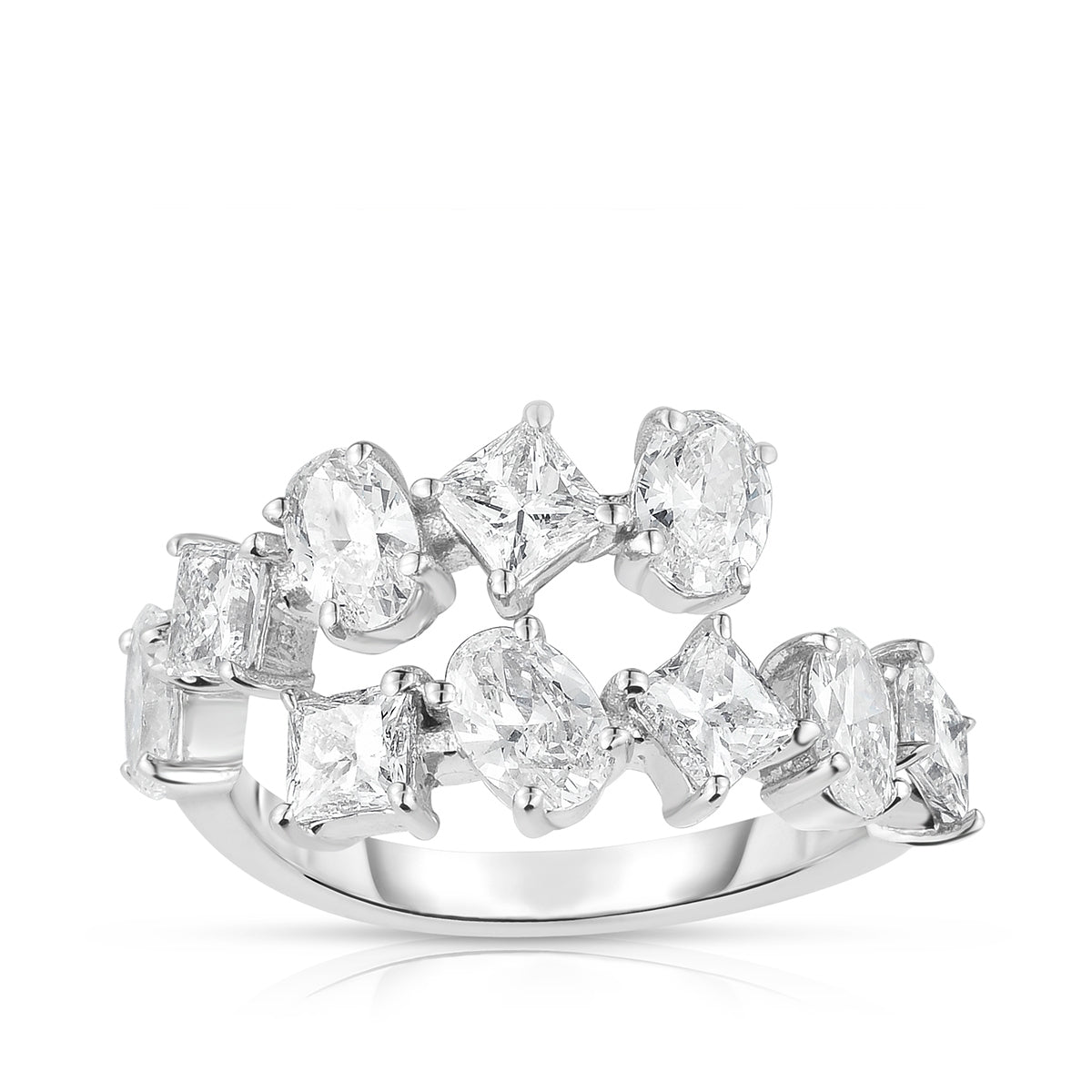 2 ct. tw. Oval & Princess Cut Diamond Bypass Ring in 14K White Gold