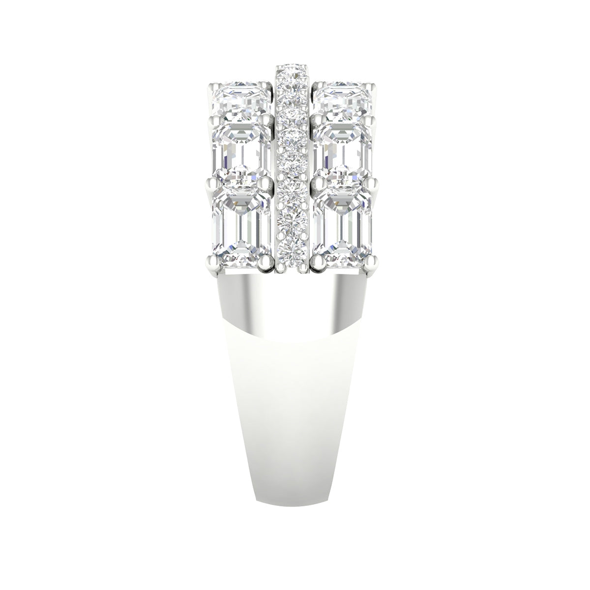 Adamante 3-3/4 ct. tw. Lab-Grown Emerald Cut & Round Diamond Multirow Ring in 14K White Gold side profile