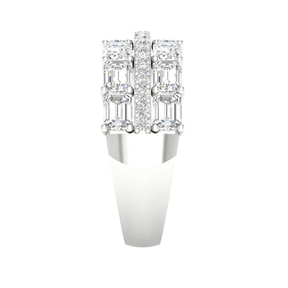 Adamante 3-3/4 ct. tw. Lab-Grown Emerald Cut & Round Diamond Multirow Ring in 14K White Gold side profile