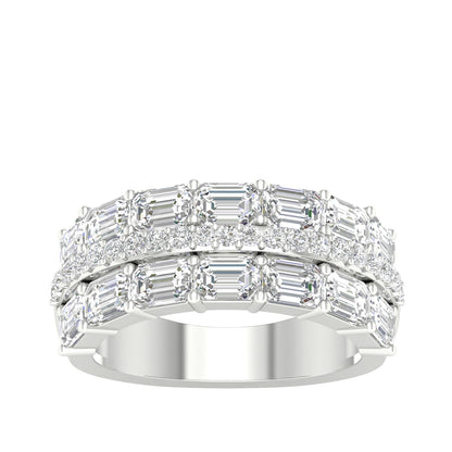 Adamante 3-3/4 ct. tw. Lab-Grown Emerald Cut & Round Diamond Multirow Ring in 14K White Gold