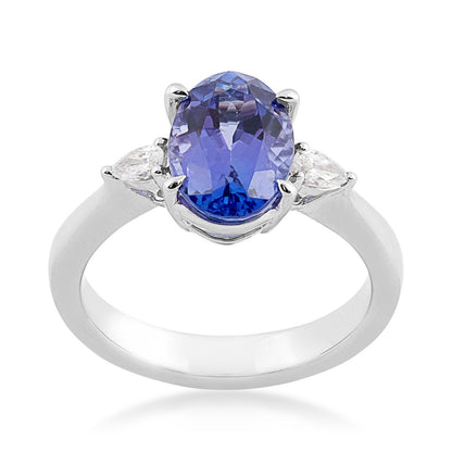 Oval Tanzanite & 1/5 ct. tw. Diamond Ring in 18K White Gold