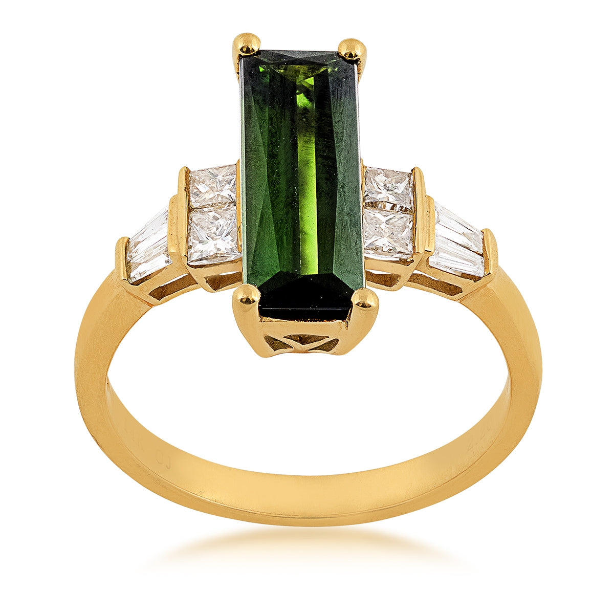 Green Tourmaline & 1/2 ct. tw. Diamond Ring in 14K Yellow Gold