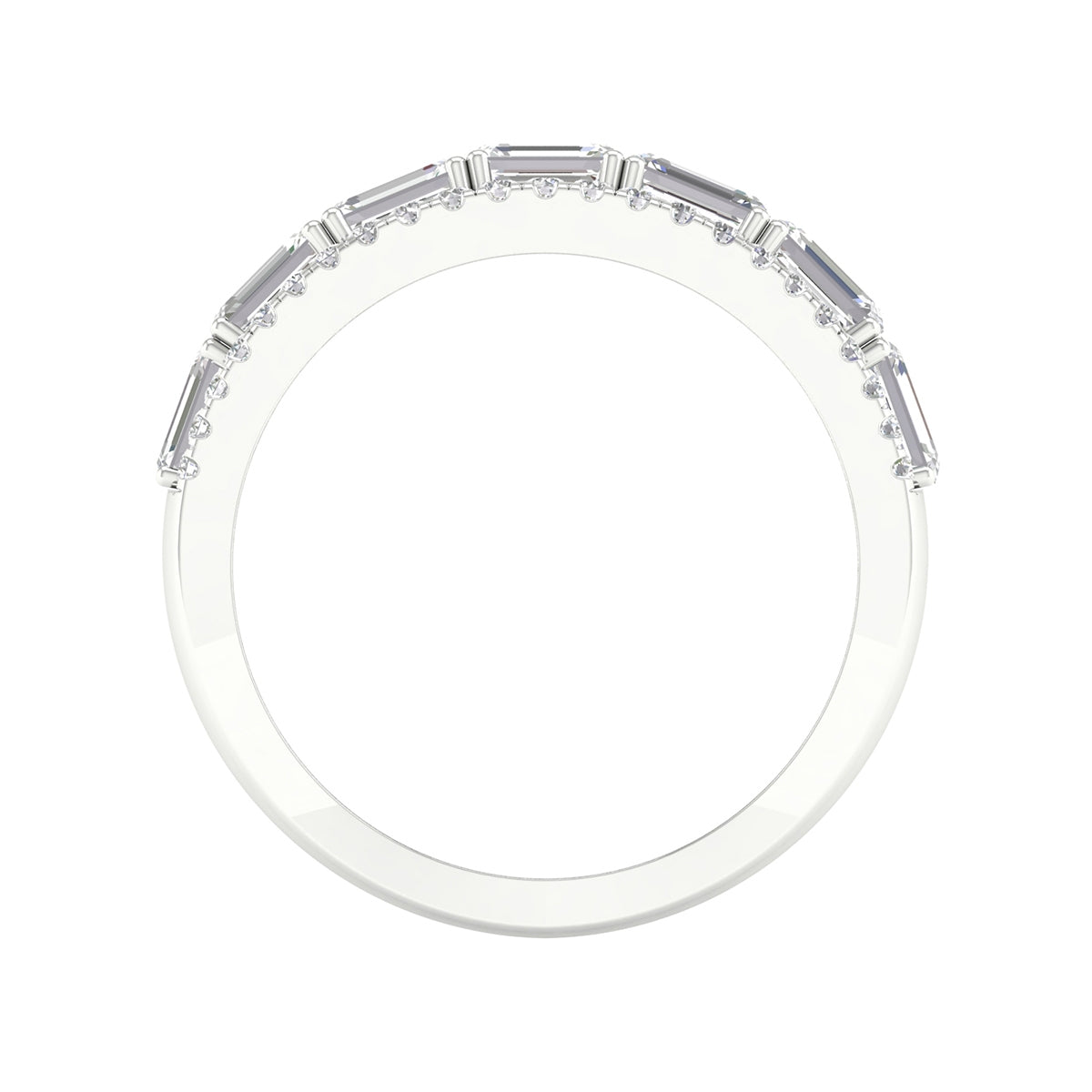 Adamante 2 ct. tw. Lab-Grown Emerald Cut & Round Diamond Multirow Anniversary Ring in 14K White Gold close-up detail