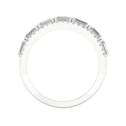 Adamante 2 ct. tw. Lab-Grown Emerald Cut & Round Diamond Multirow Anniversary Ring in 14K White Gold close-up detail