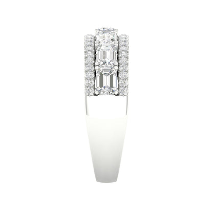 Adamante 2 ct. tw. Lab-Grown Emerald Cut & Round Diamond Multirow Anniversary Ring in 14K White Gold side profile