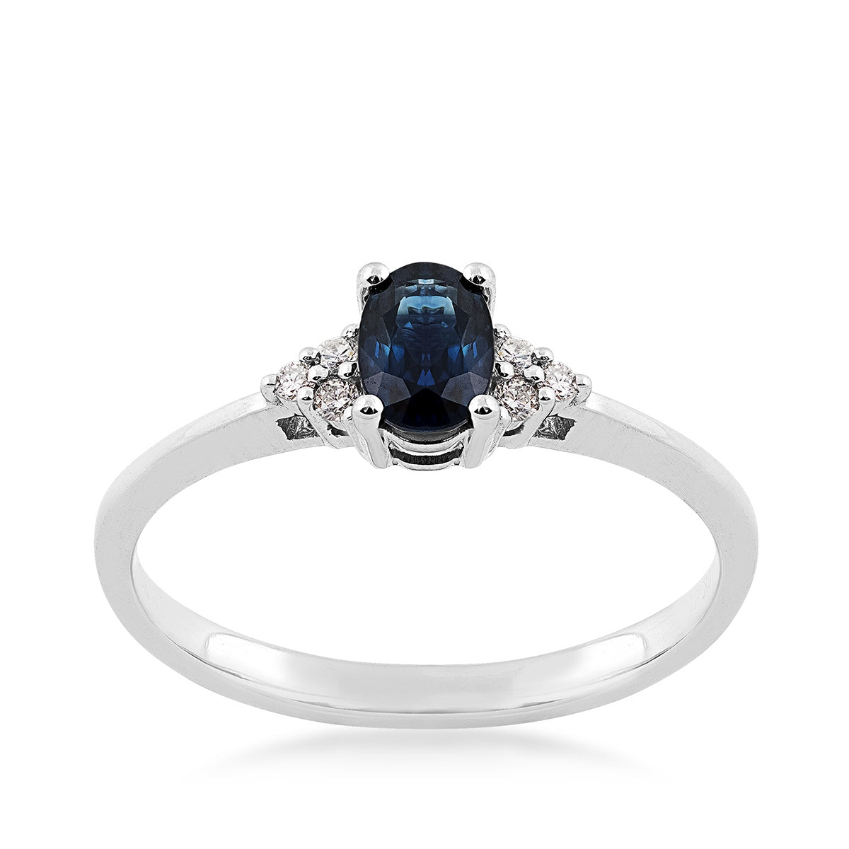 Oval Sapphire & Diamond Accent Ring in 10K White Gold