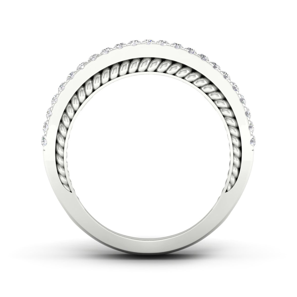 Adamante 4 ct. tw. Lab-Grown Diamond Wide Band Anniversary Ring in 14K White Gold close-up detail