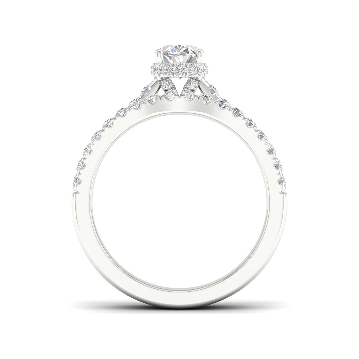 Adamante 1-1/3 ct. tw. Lab-Grown Oval Diamond Wedding Set in 14K White Gold close-up detail