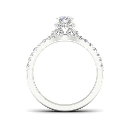 Adamante 1-1/3 ct. tw. Lab-Grown Oval Diamond Wedding Set in 14K White Gold close-up detail