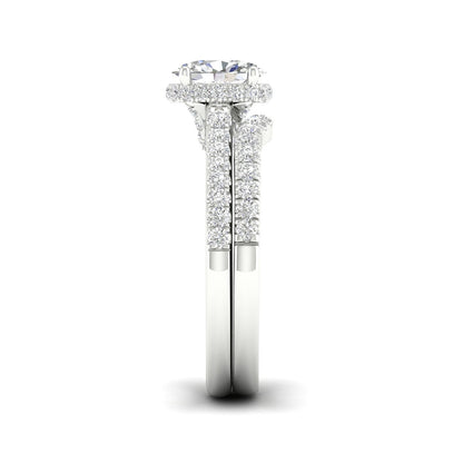 Adamante 1-1/3 ct. tw. Lab-Grown Oval Diamond Wedding Set in 14K White Gold side profile