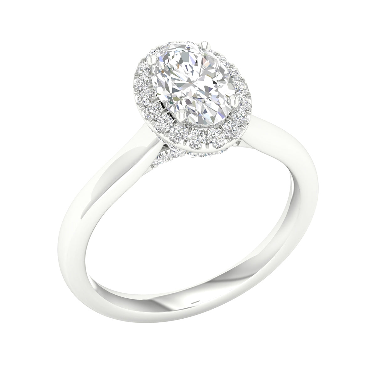 Adamante 1-3/8 ct. tw. Lab-Grown Oval Diamond Halo Engagement Ring in 14K White Gold front view