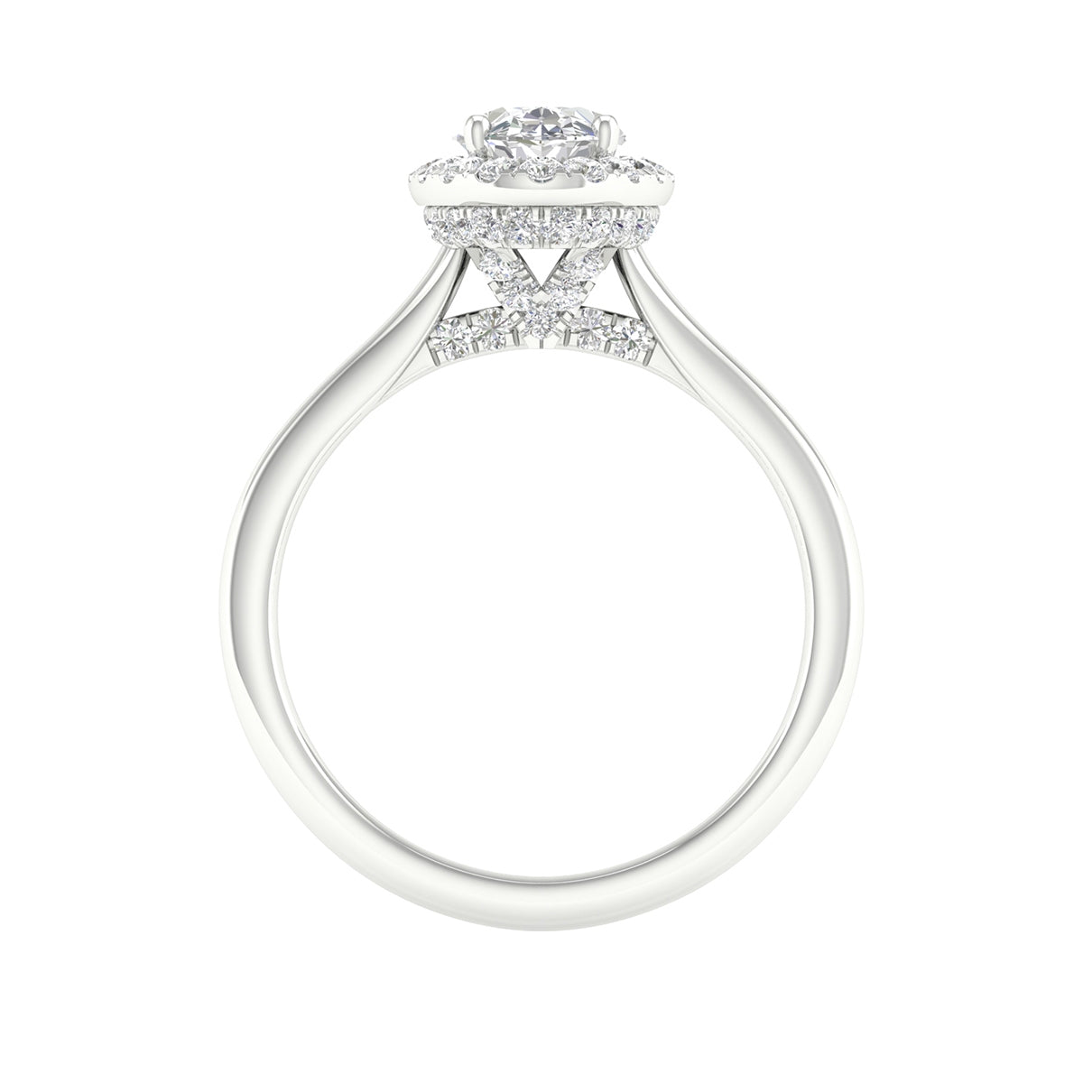 Adamante 1-3/8 ct. tw. Lab-Grown Oval Diamond Halo Engagement Ring in 14K White Gold close-up detail