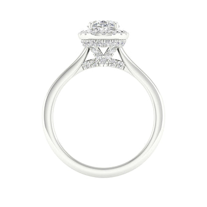 Adamante 1-3/8 ct. tw. Lab-Grown Oval Diamond Halo Engagement Ring in 14K White Gold close-up detail