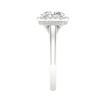 Adamante 1-3/8 ct. tw. Lab-Grown Oval Diamond Halo Engagement Ring in 14K White Gold side profile
