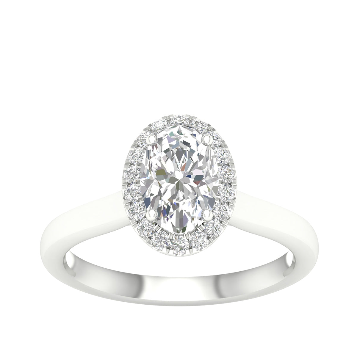 Adamante 1-3/8 ct. tw. Lab-Grown Oval Diamond Halo Engagement Ring in 14K White Gold