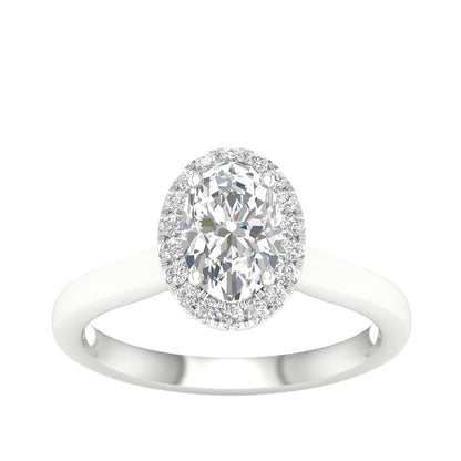 Adamante 1-3/8 ct. tw. Lab-Grown Oval Diamond Halo Engagement Ring in 14K White Gold