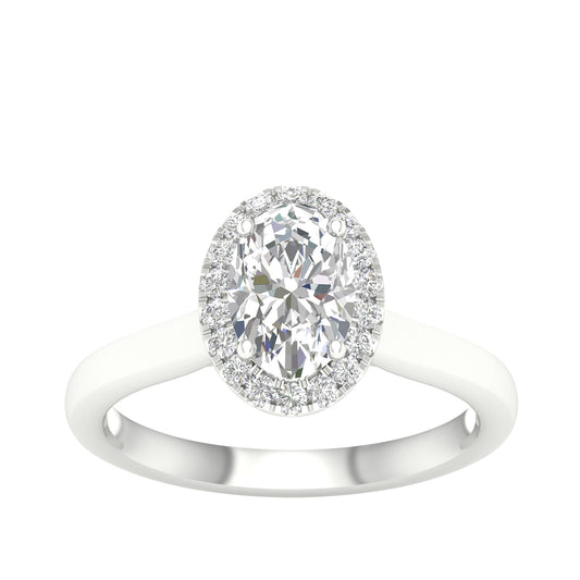 Adamante 1-3/8 ct. tw. Lab-Grown Oval Diamond Halo Engagement Ring in 14K White Gold