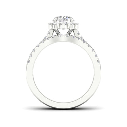 Adamante 1-3/4 ct. tw. Lab-Grown Round Brilliant Diamond Halo Wedding Set in 14K White Gold close-up detail