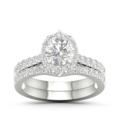 Adamante 1-3/4 ct. tw. Lab-Grown Round Brilliant Diamond Halo Wedding Set in 14K White Gold