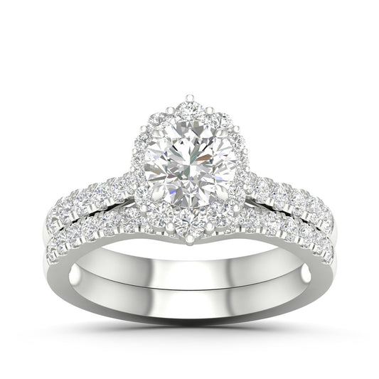 Adamante 1-3/4 ct. tw. Lab-Grown Round Brilliant Diamond Halo Wedding Set in 14K White Gold