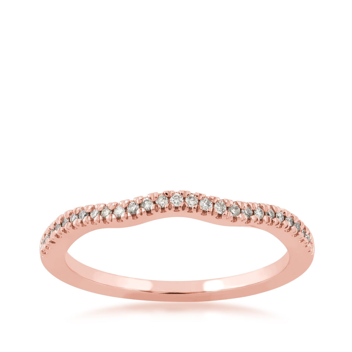 Perfect Match 1/10 ct. tw. Round Diamond Curved Stackable Anniversary Ring in 10K Pink Gold