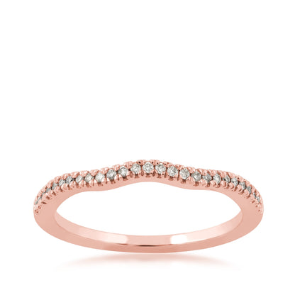 Perfect Match 1/10 ct. tw. Round Diamond Curved Stackable Anniversary Ring in 10K Pink Gold