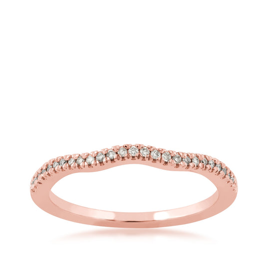 Perfect Match 1/10 ct. tw. Round Diamond Curved Stackable Anniversary Ring in 10K Pink Gold