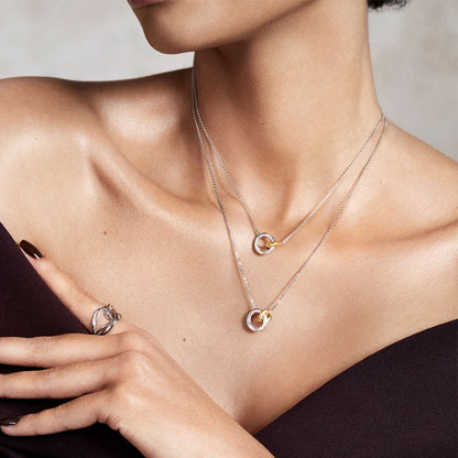 Kit Heath Linked Circle Necklace in Sterling Silver & 18K Yellow Gold Plating front view