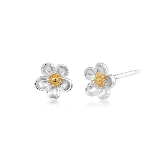Kit Heath Daisy Earrings in Sterling Silver & 18K Yellow Gold Plating