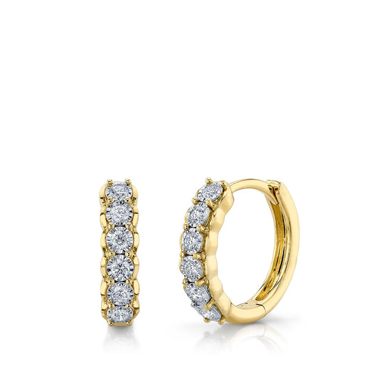Shy Creation 1/4 ct. tw. Diamond Miracle Plate Huggie Hoop Earrings in 14K Yellow Gold