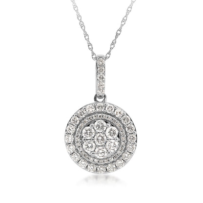 Fairytale Diamonds 1 ct. tw. Round Diamond Cluster Halo Pendant in 10K White Gold