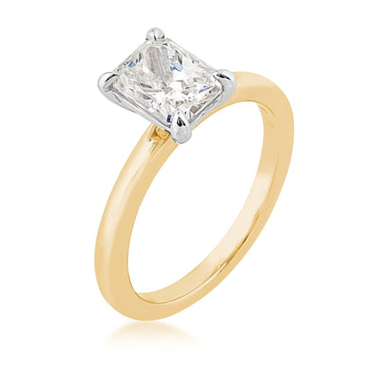 Adamante 1-1/2 ct. tw. Lab-Grown Radiant Cut Diamond Solitaire Engagement Ring in 14K Yellow & White Gold front view