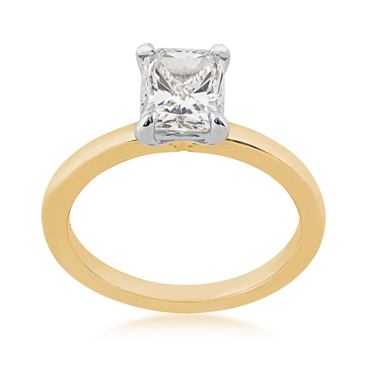 Adamante 1-1/2 ct. tw. Lab-Grown Radiant Cut Diamond Solitaire Engagement Ring in 14K Yellow & White Gold