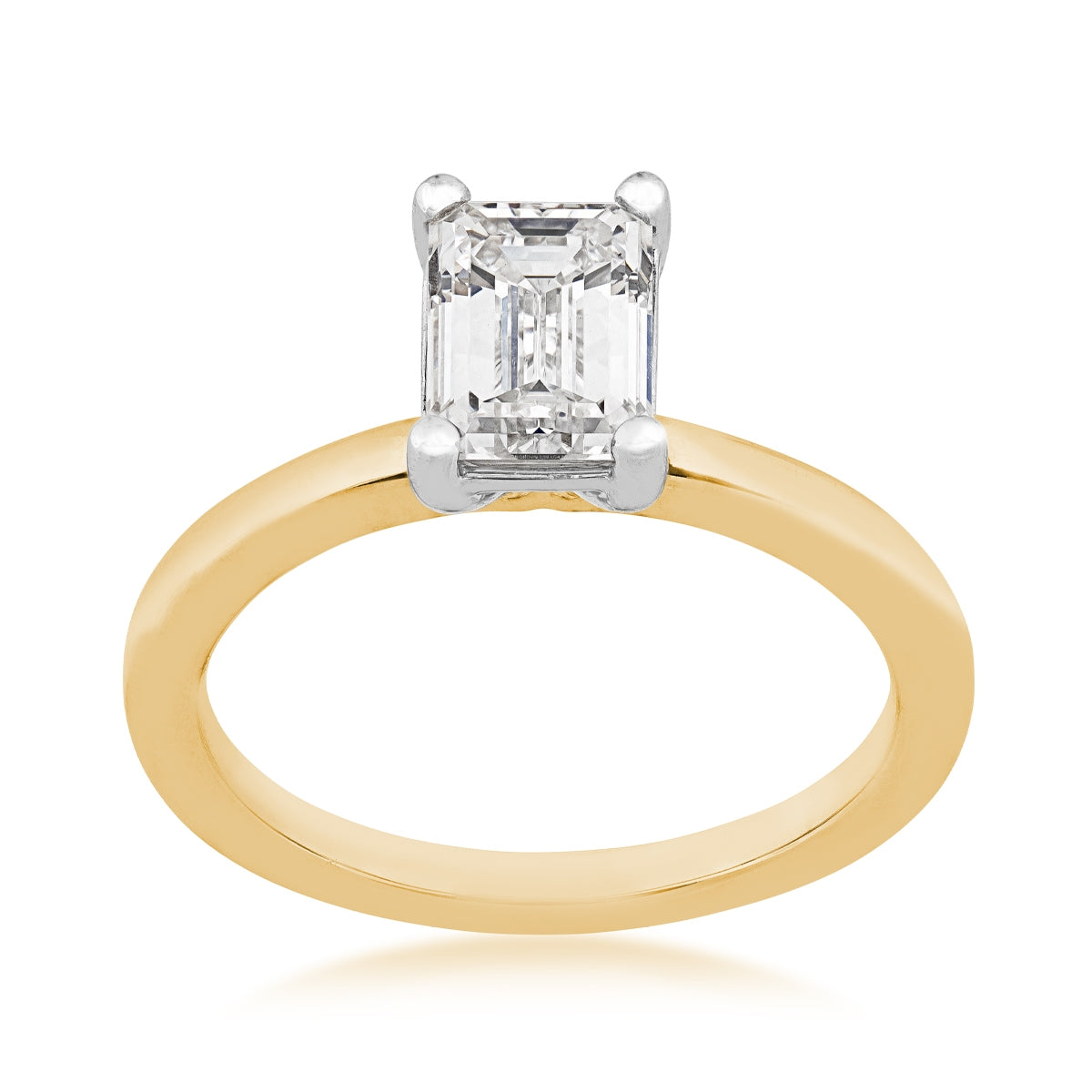 Adamante 1-1/2 ct. tw. Lab-Grown Emerald Cut Diamond Solitaire Engagement Ring in 14K Yellow & White Gold